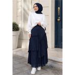 TRENDTESETTÜR KADIN LACİVERT KATLI VUAL ETEK T 7652
