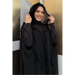 TRENDTESETTÜR KADIN SİYAH PELERİNLİ ŞİFON ELBİSE T 8773