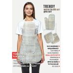 Trendy 3lü Set Sıvı Su Geçirmez Mutfak Önlüğü Isıya Dayanıklı Fırın Eldiveni ve Tutacak Çeyiz Seti - Standart