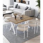 Trendy Asel Beyaz Teddy Sandalye 80X120 Yemek Masası Mutfak Masası 4 Kişilik Masa Sandalye Takımı