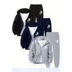 Trendy Merry Store 6 Parça Basketbol Karakter Baskılı Fermuarlı Erkek Çocuk Alt Üst Eşofman Takımı