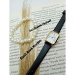 Trendy Retro Vintage Kadın Kol Saati- Gold Kasa- Oval Model- Siyah Düz Kordon TT0054 - 20 cm
