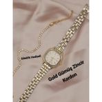 Trendy Son Moda Kadın Kol Saati Vintage Oval Gold Kasa- Gold Renk Hasır Kordon TT0054 - 20 cm