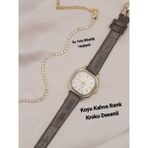 Trendy Son Moda Kadın Kol Saati Vintage Oval Gold Kasa- Koyu Kahve Kroko Desenli Kordon TT0054 - 20 cm