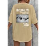 Trendypassion 1898 Brooklyn Baskılı T-Shirt - S - M - Bej