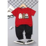 Trendypassion Çocuk Kafadar Ayılar Alt - Üst Eşofman Takımı - 3 - 4 Yaş - Kırmızı