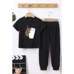 Trendypassion Çocuk Tupac Coffee Baskılı Slim Fit Eşofman Takımı 11 - 12 Yaş Erkek Çocuk Siyah