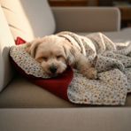 TrendyPati Çift Taraflı Poplin & Polar Köpek Battaniyesi ve Yastık Seti – Yumuşak, Sıcak ve Konforlu - Koyu Kırmızı