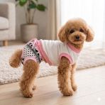 TrendyPati Dişi Köpek Regl Külodu ve Tshirt Takımı – Ayarlanabilir, Yıkanabilir, Hijyenik Köpek Külodu - Pembe
