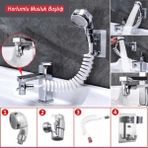 Trendypazar 2'in 1 Spiral Hortumlu Ayarlanabilir Hareketli Banyo Mutfak Lavabo Musluk Duş Başlığı