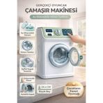 TRENDZONE Oyuncak Çamaşır Makinesi 25cm – Su Eklenebilir Döner Tamburlu Dokunmatik Panelli Evcilik Oyuncağı
