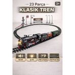 Trendzone Pilli Sesli Işıklı 23 Parça Klasik Tren Seti | Oval Raylı Oyuncak Tren 3+ Yaş - Siyah - Kırmızı