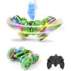 Trendzone Uzaktan Kumandalı Full Fonksiyon Şarjlı LED Işıklı Buhar Atan 360° Dönen Drift Atan Stunt Spin RC Araba - Yeşil