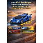 Trendzone Uzaktan Kumandalı Işıklı Lamborghini Spor Araba 19CM | Full Fonksiyon Pilli Rc Yarış Arabası - Mavi Siyah