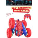 Trendzone Uzaktan Kumandalı Şarjlı 360° Dönebilen LED Işıklı Örümcek Adam Akrobatik Stunt Rc Araba - Kırmızı