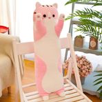 TRENSETGO Pelüş hayvan-kedi yastığı, fermuarsız, kedicik pelüş hayvan, yan yatış yastığı, pelüş hayvan, kız arkadaş, çocuk, erkek arkadaş, sevgili için doğum günü hediyesi (pembe - 130 cm)