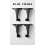 Trentmilla elbse Kilitli/frenli Tekerlekli Sehpa Masa Ayağı,akıllı Sehpa Ayağı, Sihirli Sehpa Ayağı Siyah 4 Adet 360 Derece 20 cm - Gri - 4lü