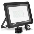 treoir Dış Mekan LED Projektör Hareket Sensörü 10 W, 1000 LM, 3500k IP66 Bahçe, Garaj, Avlu için Su Geçirmez Dış Mekan LED Spot Işığı (Sıcak Beyaz, 10 Watt)