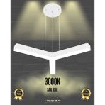 Tres (Beyaz Kasa, Sarı Işık) Ledli Modern Sarkıt Linear LED Avize Salon Mutfak Oturma Odası Yatak Odası Antre Hol LED