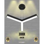 Tres (Siyah Kasa, Sarı Işık) Ledli Modern Sarkıt Linear LED Avize Salon Mutfak Oturma Odası Yatak Odası Antre Hol LED