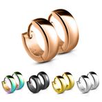 Treuheld® | klasik halka küpe 5 renkler (Siyah, Pembe altın, gümüş, altın, renkli) – Paslanmaz çelik – Bayan ve Erkek küpe – Küpe mandallı kilit – 4 mm genişliğinde – Kulak Takısı Küpe için kapaklar