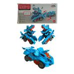Trex Dinazor Figür Araba Sesli Işıklı Pilli Müzikli Transformers Robot Dinozor 20CM - Mavi