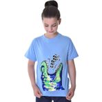 Trex Dino Çocuk Erkek Çift Taraflı Pullu Uzun Tişört Bluz Kısa Kollu Beden 122-146 %100 Pamuk, Mavi, 140-146