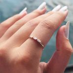 Tria Altın Yüzük - 14 Ayar Altın Mekik Zirkon Taşlı Minimal Yüzük - Hediyelik, Minimal Yüzük