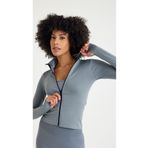 Tria Body 3 'lü Gri Seamless Parmak Geçme Detaylı ,fermuarlı ,spor Ceket(TAYT/BRA/SPOR CEKET)