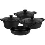 Trıana - 3536 - 7 Parça Biogranit, Döküm, Tencere , Tava, Çeyiz Seti - Siyah Renk