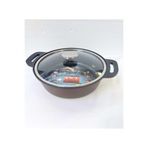 Trıana - 3631 - 2 Parça Biogranit Döküm, Ağır Üstün Kaliteli ve Şık Tasarımlı, 26 cm - 3,4 Litre, Karnıyarık, Pilav Tenceresi Bronz Gövde, Platin Detay