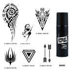 Tribal Kol Spray Tattoo Geçici Dövme Seti Dark Siyah Sprey