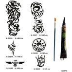 Tribal Ve Kol Tüp Kına Ve Fırça Hediyeli Tattoo Geçici Dövme Seti