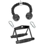 Triceps Halatı - Seated D Rowing Bar Sırt ve Kanat Mideye Çekiş Aparat Seti Siyah
