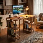 Tridihome Atlantik Çam Çalışma Masası Raflı Modern Tasarım Kolay Kurulum Dayanıklı Kullanışlı - 60x120 - Beyaz - Atlantik Çam