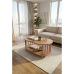 tridihome Iskandinav Tarzı Atlantik Çam Alt Raflı Oval Orta Sehpa Dekoratif Salon Masası - atlantik çam atlas çam