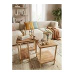 Tridihome Modern Atlantik Çam Rengi Zigon Sehpa İkili Set Minimal Tasarım Yan Sehpa Dekoratif Ahşap