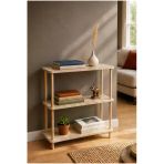 Tridihome Modern Minimalist 3 Raflı Kitaplık Ahşap Ayaklı Çok Amaçlı Dekoratif Salon Ofis Düzenleyici Raf Traverter Mermer Rengi