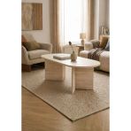 Tridihome Modern Oval Orta Sehpa Minimal Ahşap Salon Sehpası Şık Tasarım Traverten Rengi