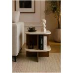 Tridihome Modern Yan Sehpa Raflı Komodin C Sehpa Dekoratif Salon Sehpası Ceviz&Traverten