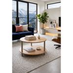 tridihome Safir meşe Modern Kolay Kurulum İki Katlı Yuvarlak Orta Sehpa Raflı Kullanışlı