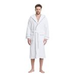 Triga Erkek Bornoz%100 Pamuk Kapüşonlu Beyaz L/XL