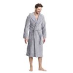 Triga Erkek Bornoz%100 Pamuk Kapüşonlu Gri Gri L/XL