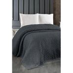 Triko Battaniye Örgü Çift Kişilik 220 x 240 cm Yatak Örtüsü Pike Poly Antrasit