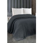 Triko Battaniye Örgü Çift Kişilik 220 x 240 cm Yatak Örtüsü Pike Poly Antrasit