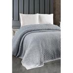 Triko Battaniye Örgü Çift Kişilik 220 x 240 cm Yatak Örtüsü Pike Poly Gri