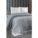 Triko Battaniye Örgü Çift Kişilik 220 x 240 cm Yatak Örtüsü Pike Poly Gri