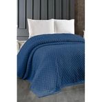 Triko Battaniye Örgü Çift Kişilik 220 x 240 cm Yatak Örtüsü Pike Poly Lacivert