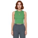 Triko Bluz Bisiklet Yaka Kolsuz Rahat Günlük Yazlık Modern Stil Seçkin Malzeme_Yeşil-XS