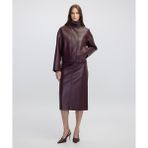 Triko Mix Deri Görünümlü Etek IW6250004073035 - Bordo - 36